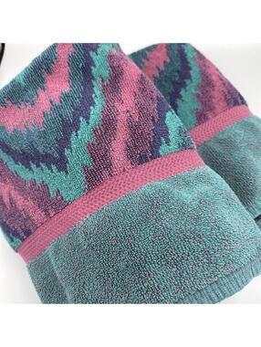 Vintage Geometric Abstract Towel Set JC Penney 100% Cotton Color Forum Aztec Lg